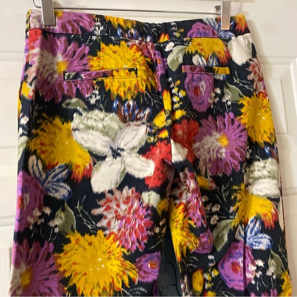 Anthropologie Elevenses Floral Print Cropped Cotton Pants Size 0 - Picture 6 of 8